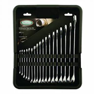 Kamasa - 18 Pc Polished Metric 6mm > 25mm Spanner Wrench Set In Tool Tray