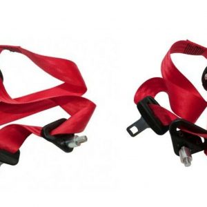 LAND ROVER DEFENDER 90 TD5 & TDCI - RED FRONT ROW SEAT BELTS SET PAIR - DA5055/6