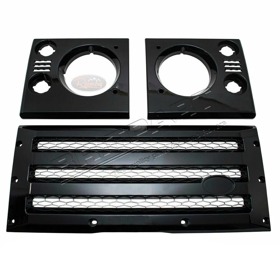 LAND ROVER DEFENDER  XS GRILLE & LAMP SURROUND KIT BLACK WITH SILVER MESH DA1968
