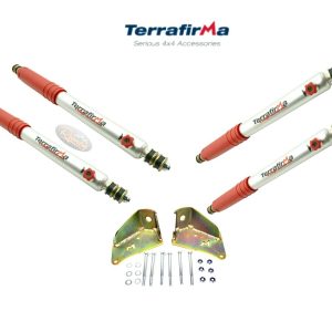 LR DEF/DISCO 1 TERRAFIRMA +5" 4 STAGE ADJUSTABLE SHOCK ABSORBER SET & MOUNT KIT