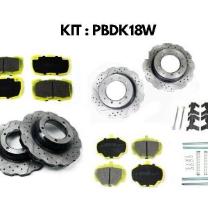 LR DEFENDER 110 TD5 PERFORMANCE BRAKE DRILLED & GROOVED WAVY DISCS + PADS