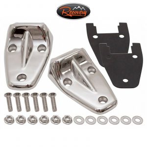 Land Rover Defender - Pair Stainless Steel & Polished Bonnet Hinges - DA1152SS