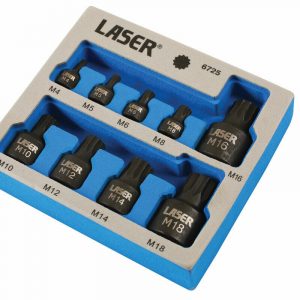 Laser Tools - Spline Socket Bit Set 1/4-3/8-1/2 Low Profile Black Finish - 6725