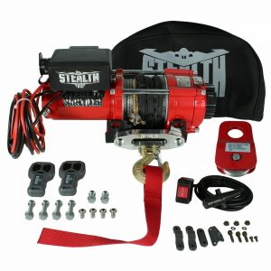 Stealth 3500lb 12v Electric Winch With Synthetic Rope, Pulley Block & Cover